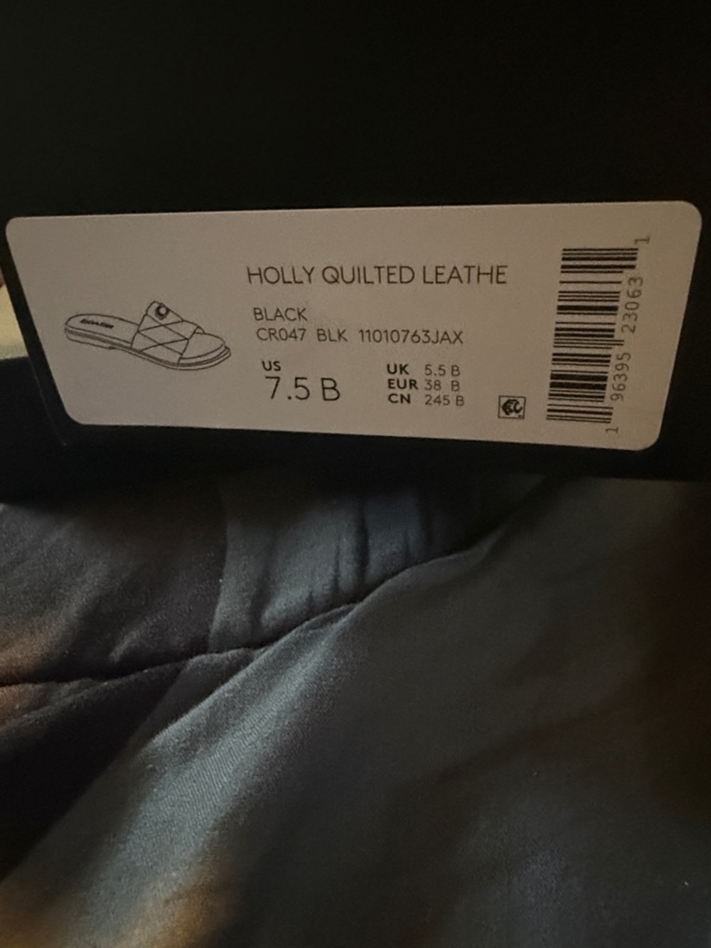 Coach Black Quilted Slide Sandal with Gold 'C' Accent - Picture 2 of 5